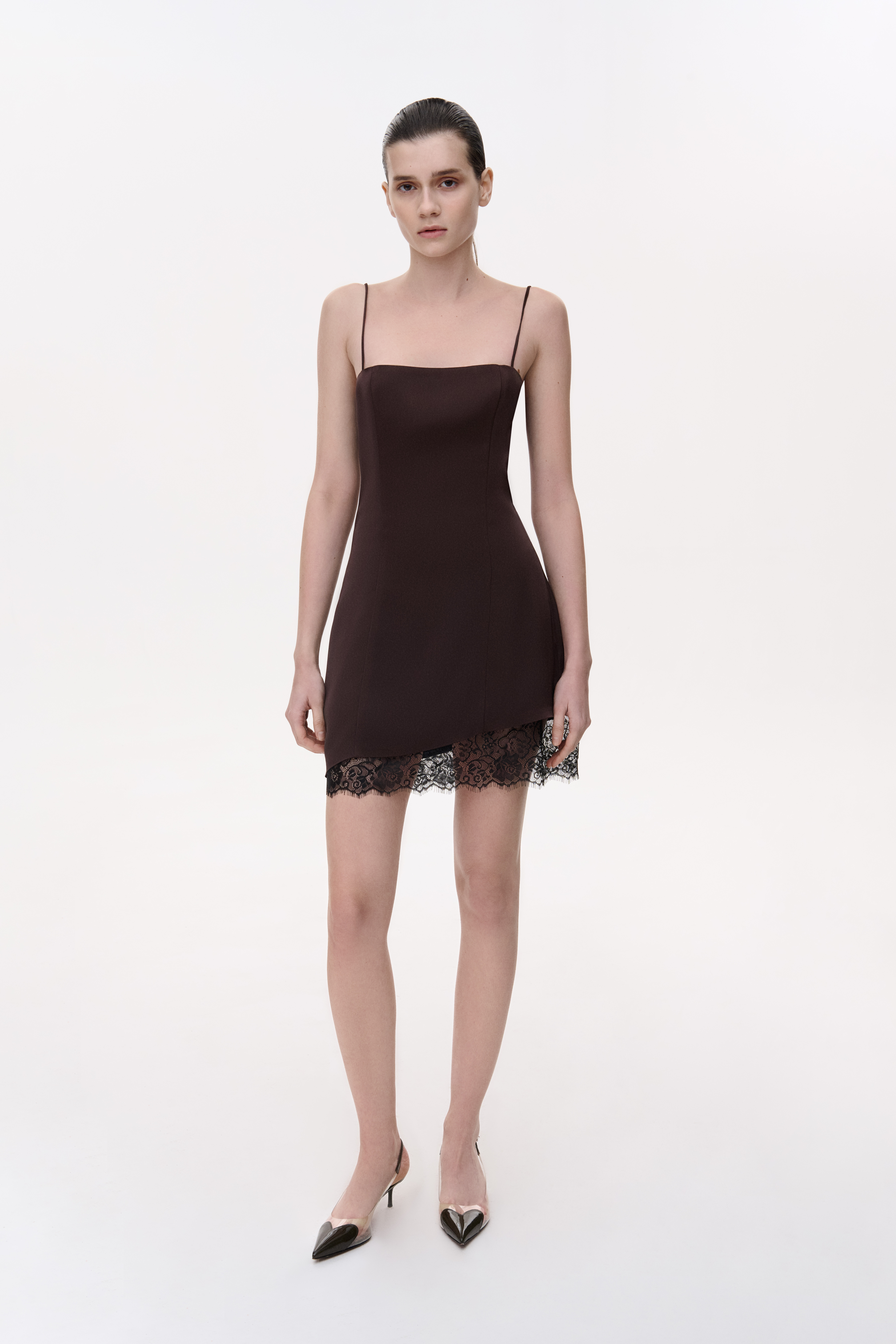 СУКНЯ МІНІ НА ТОНКИХ БРЕТЕЛЯХ З МЕРЕЖИВОМ 1247 зображення 1